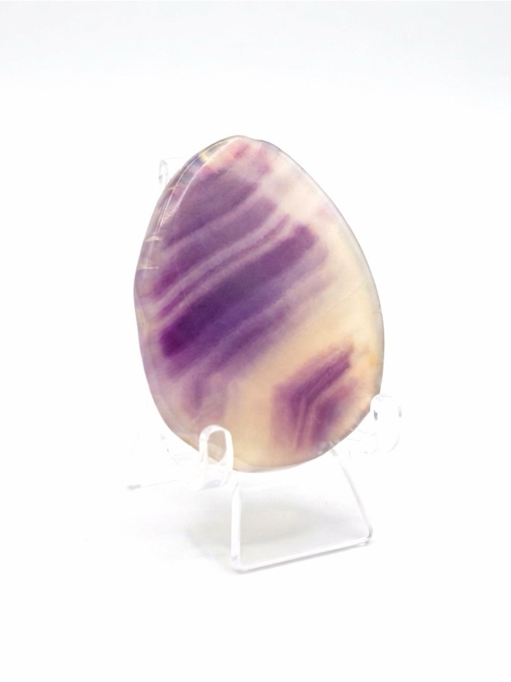 New 22.3G Natural Purple Cream Agate Chalcedony Prominent Bands Quartz Slice